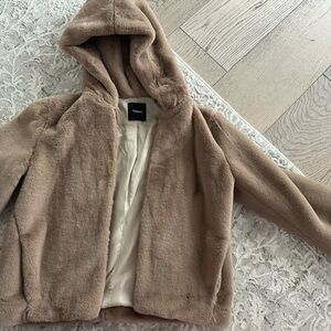Theory Beige Faux Fur Jacket